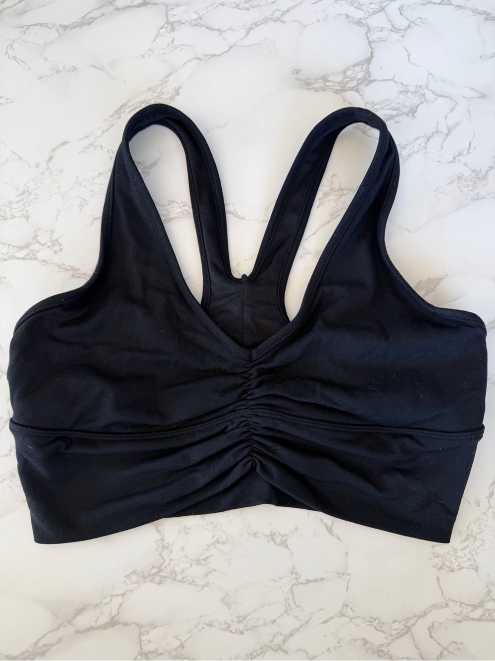 ALO Yoga Black Ruched Racerback Sports Bra